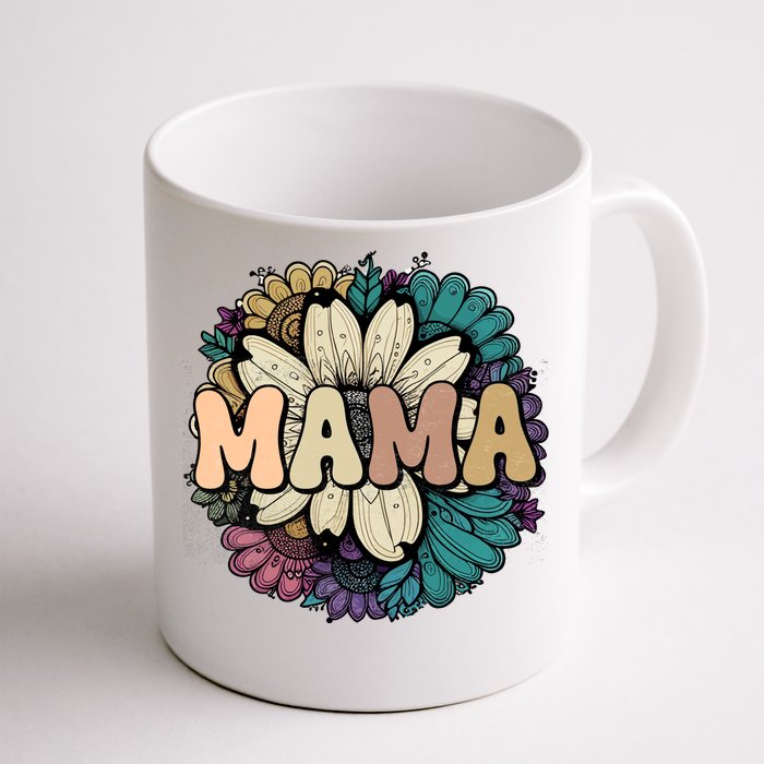 Retro Mama Floral Vintage Mom Flower Front & Back Coffee Mug