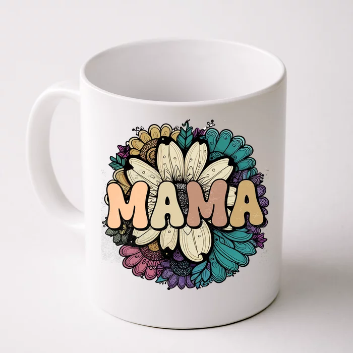 Retro Mama Floral Vintage Mom Flower Front & Back Coffee Mug