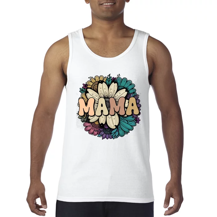 Retro Mama Floral Vintage Mom Flower Tank Top