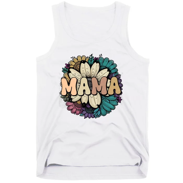 Retro Mama Floral Vintage Mom Flower Tank Top