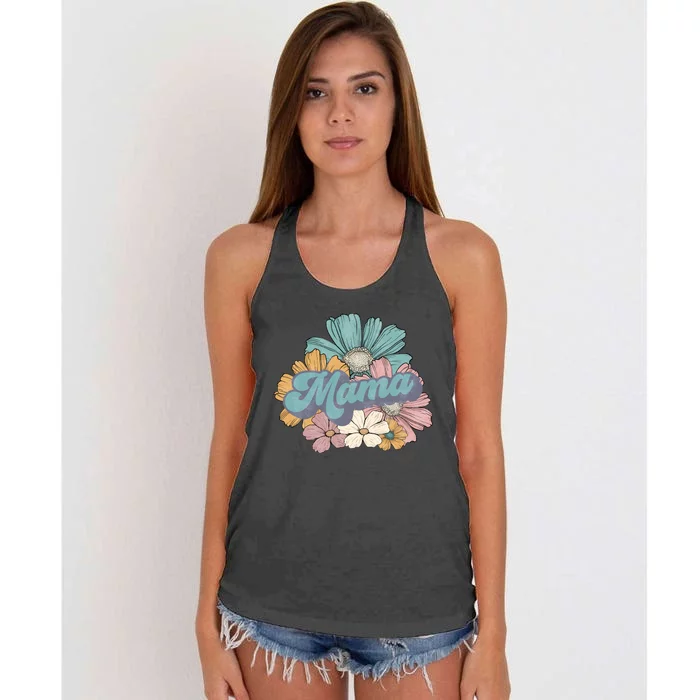 Retro Mama Floral Vintage Mom Flower Women's Knotted Racerback Tank