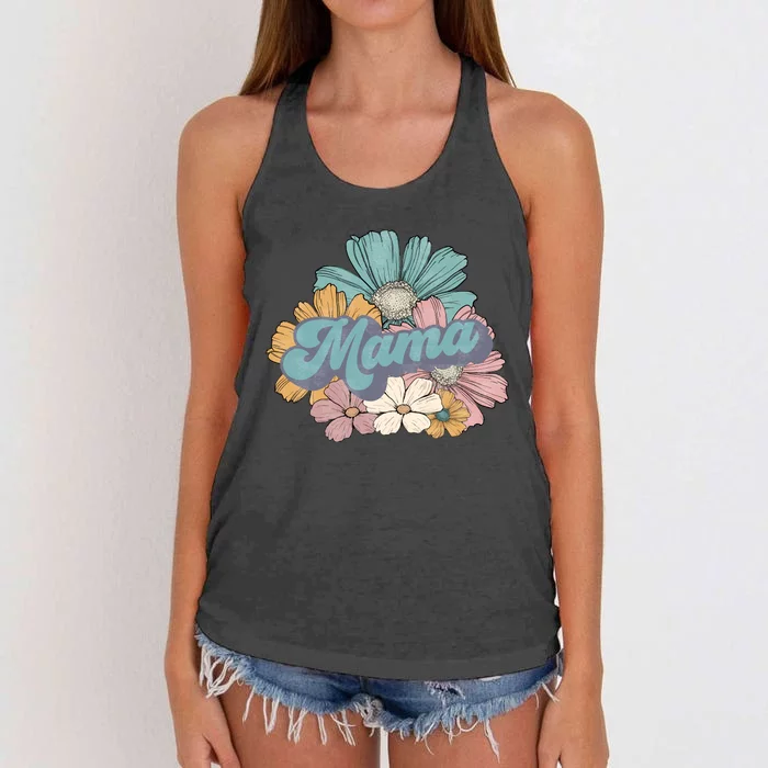 Retro Mama Floral Vintage Mom Flower Women's Knotted Racerback Tank