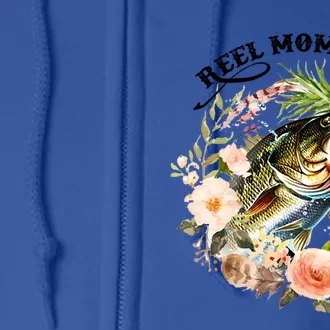 Reel Moms Fish Funny Gift Fishing Lovers Flower Tee Gift Full Zip Hoodie