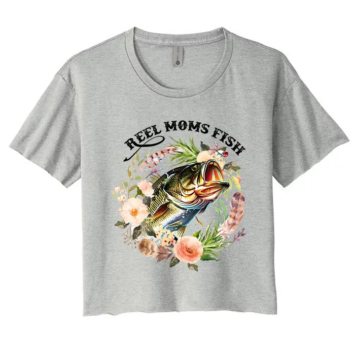 Reel Moms Fish Funny Gift Fishing Lovers Flower Tee Gift Women's Crop Top Tee