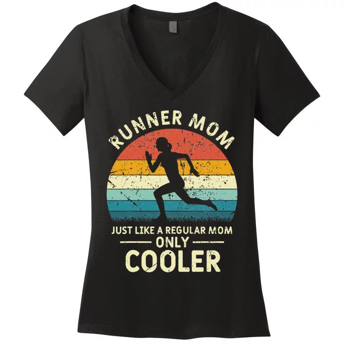 Runner Mom Funny Marathon Running Jogging Mothers Day Women's V-Neck T-Shirt