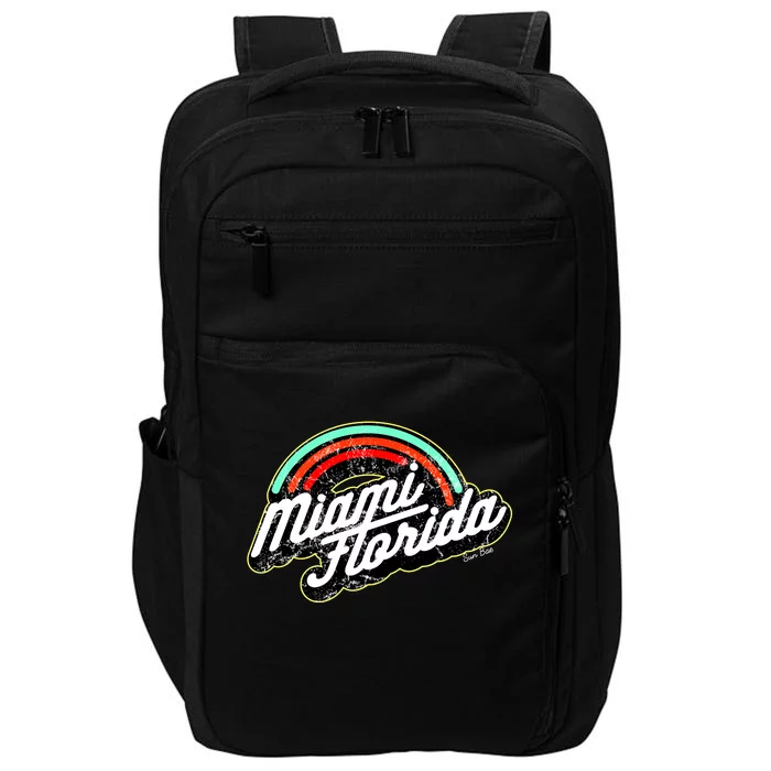 Retro Miami Florida Logo Sun Bae Impact Tech Backpack