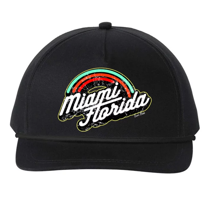 Retro Miami Florida Logo Sun Bae Snapback Five-Panel Rope Hat