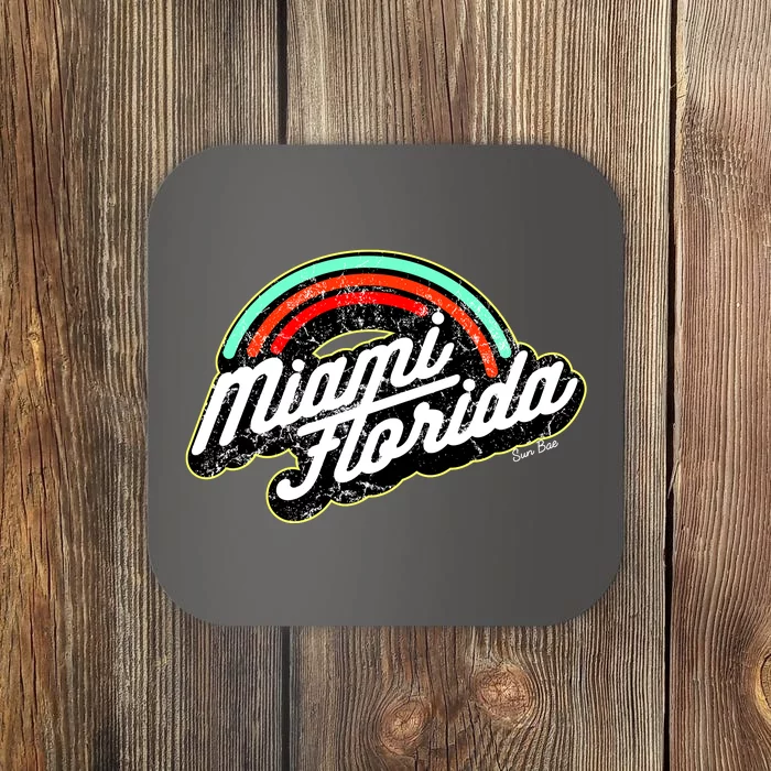 Retro Miami Florida Logo Sun Bae Coaster