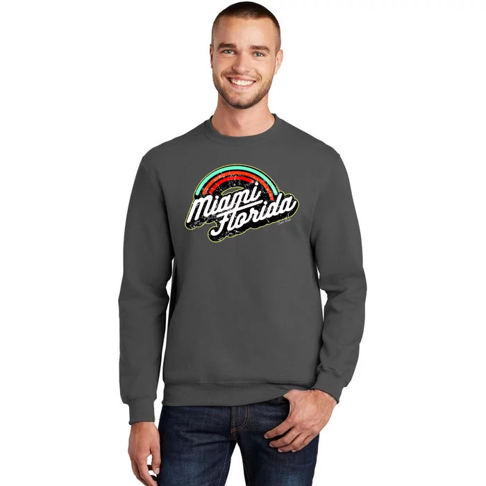 Retro Miami Florida Logo Sun Bae Tall Sweatshirt