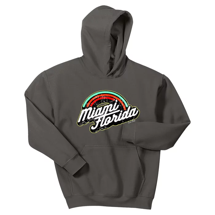 Retro Miami Florida Logo Sun Bae Kids Hoodie