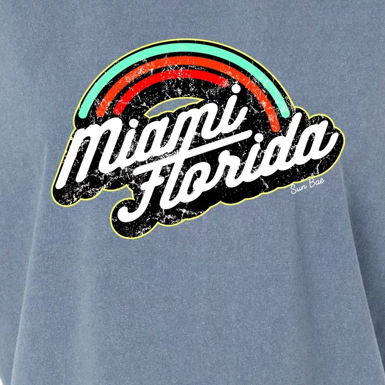 Retro Miami Florida Logo Sun Bae Garment-Dyed Women's Muscle Tee