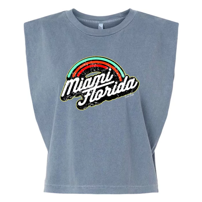 Retro Miami Florida Logo Sun Bae Garment-Dyed Women's Muscle Tee