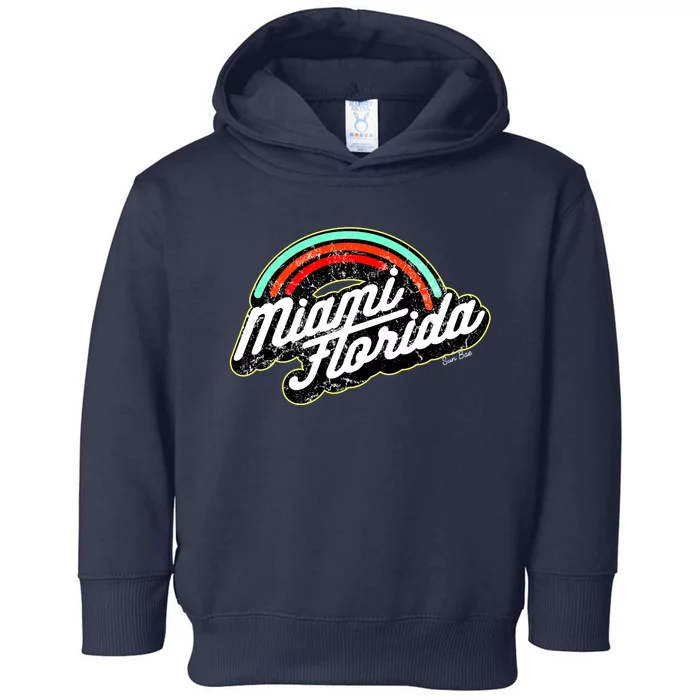 Retro Miami Florida Logo Sun Bae Toddler Hoodie