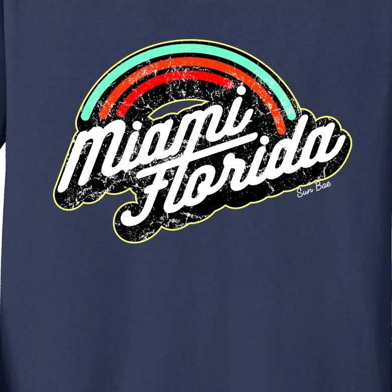 Retro Miami Florida Logo Sun Bae Kids Long Sleeve Shirt