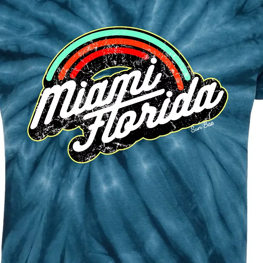 Retro Miami Florida Logo Sun Bae Kids Tie-Dye T-Shirt