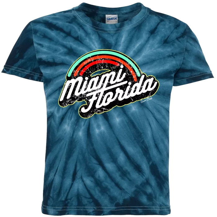 Retro Miami Florida Logo Sun Bae Kids Tie-Dye T-Shirt