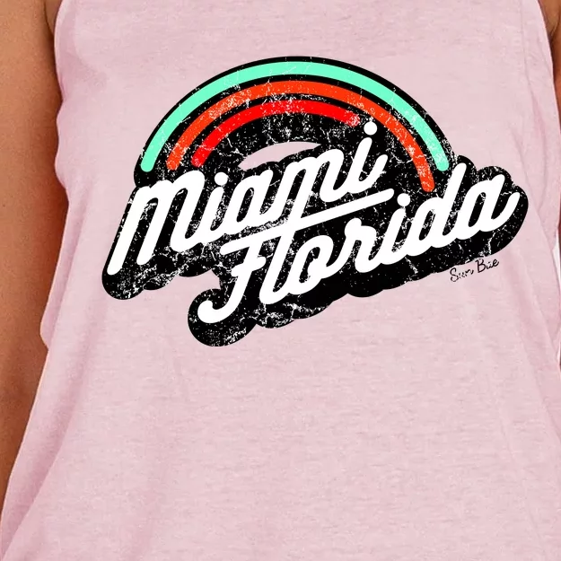 Retro Miami Florida Logo Sun Bae Women's Knotted Racerback Tank