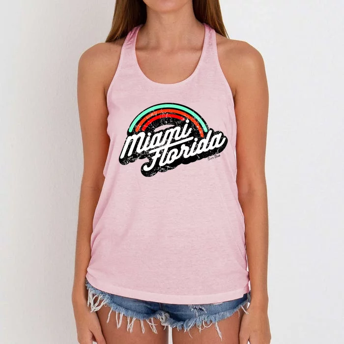 Retro Miami Florida Logo Sun Bae Women's Knotted Racerback Tank