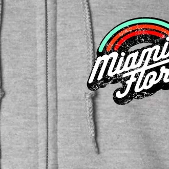 Retro Miami Florida Logo Sun Bae Full Zip Hoodie