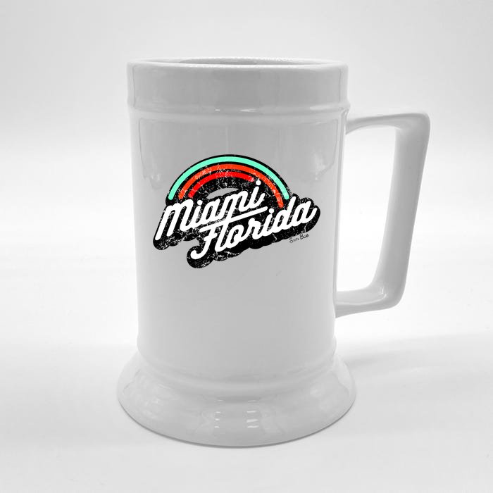 Retro Miami Florida Logo Sun Bae Front & Back Beer Stein