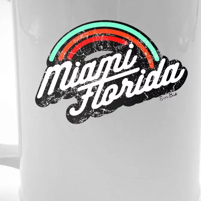 Retro Miami Florida Logo Sun Bae Front & Back Beer Stein