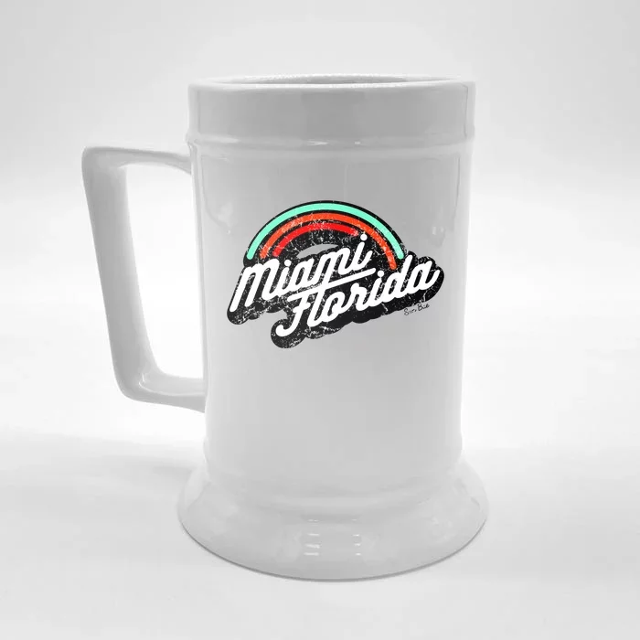 Retro Miami Florida Logo Sun Bae Front & Back Beer Stein