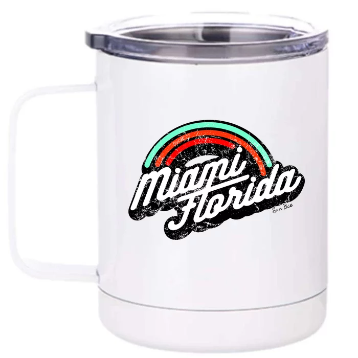 Retro Miami Florida Logo Sun Bae Front & Back 12oz Stainless Steel Tumbler Cup