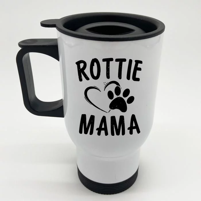 Rottie Mama Gift Dog Lover Apparel Pet Owner Rottweiler Mom Front & Back Stainless Steel Travel Mug