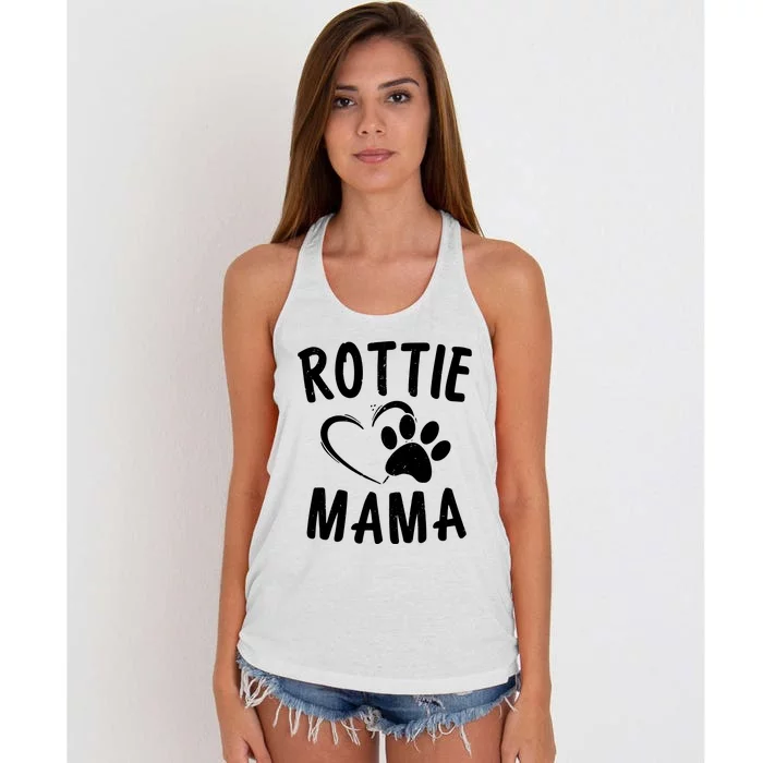 Rottie Mama Gift Dog Lover Apparel Pet Owner Rottweiler Mom Women's Knotted Racerback Tank