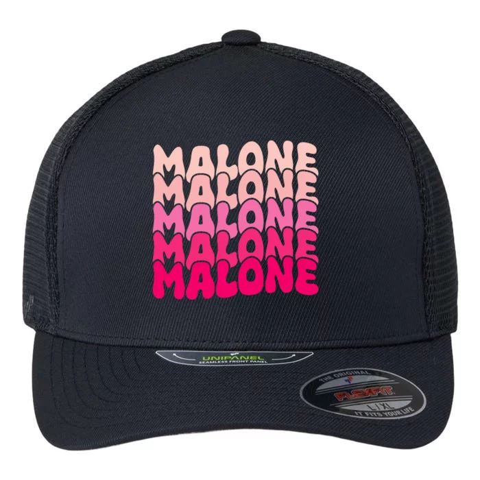 Retro Malone Girl First Name Boy Personalized Groovy 80S Flexfit Unipanel Trucker Cap