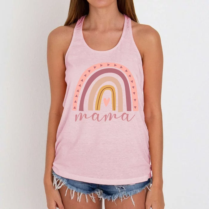 Rainbow Mama Gift Mothers Day New Mom Life Miracle Boho Gift Women's Knotted Racerback Tank