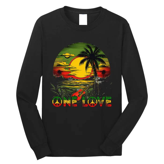 Reggae Music Guitar Rasta Pride Jamaica Rasta Long Sleeve Shirt