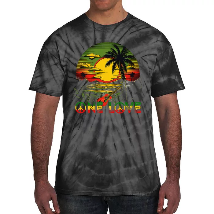 Reggae Music Guitar Rasta Pride Jamaica Rasta Tie-Dye T-Shirt