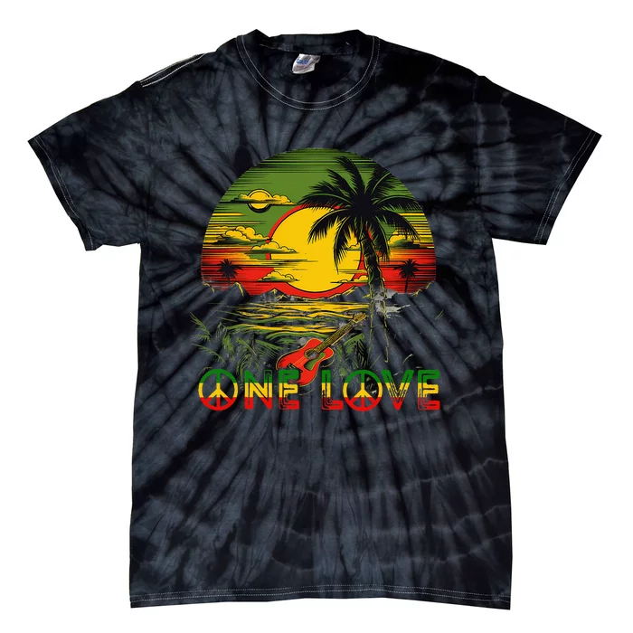 Reggae Music Guitar Rasta Pride Jamaica Rasta Tie-Dye T-Shirt