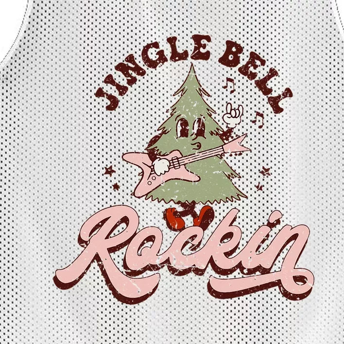 Retro Music Gifts Jingle Bell Rockin' Christmas Tree Mesh Reversible Basketball Jersey Tank