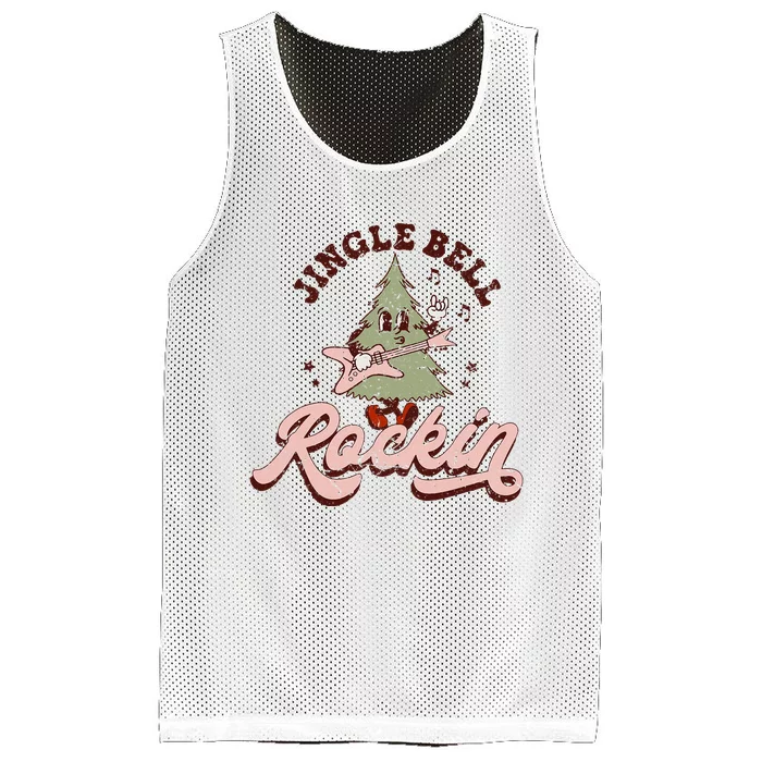 Retro Music Gifts Jingle Bell Rockin' Christmas Tree Mesh Reversible Basketball Jersey Tank