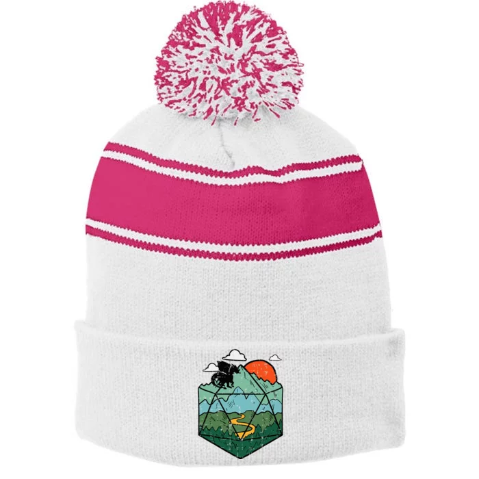 Rpg Mountain Gamer Stripe Pom Pom Beanie