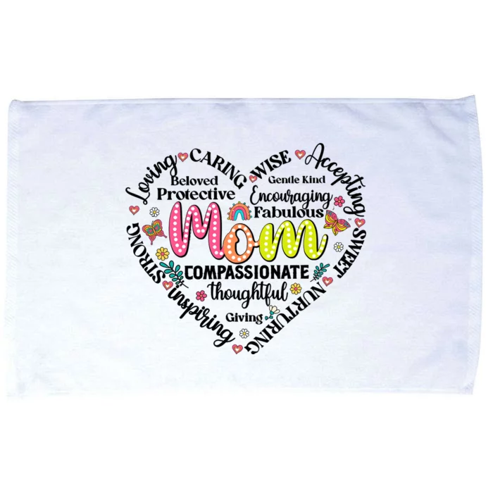 Retro Mama Grandma Auntie Heart Microfiber Hand Towel