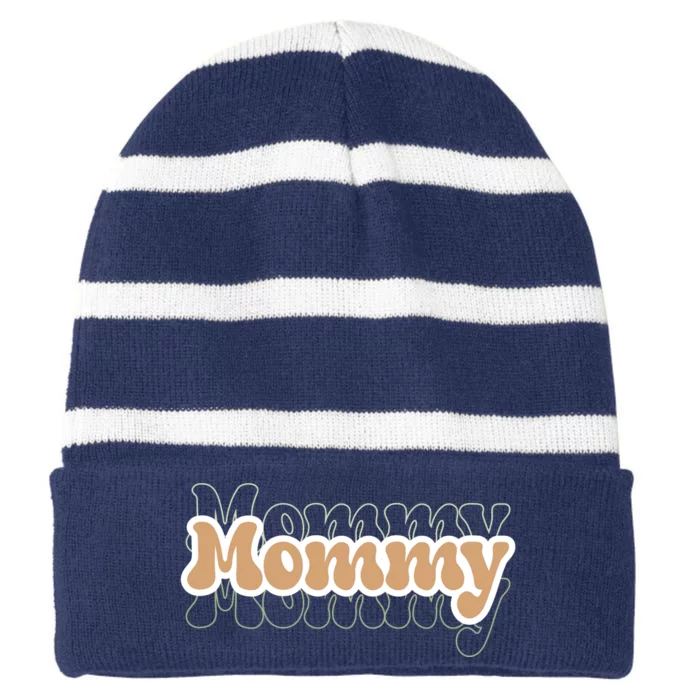 Retro Mommy Gift For Mothers Day Striped Beanie with Solid Band