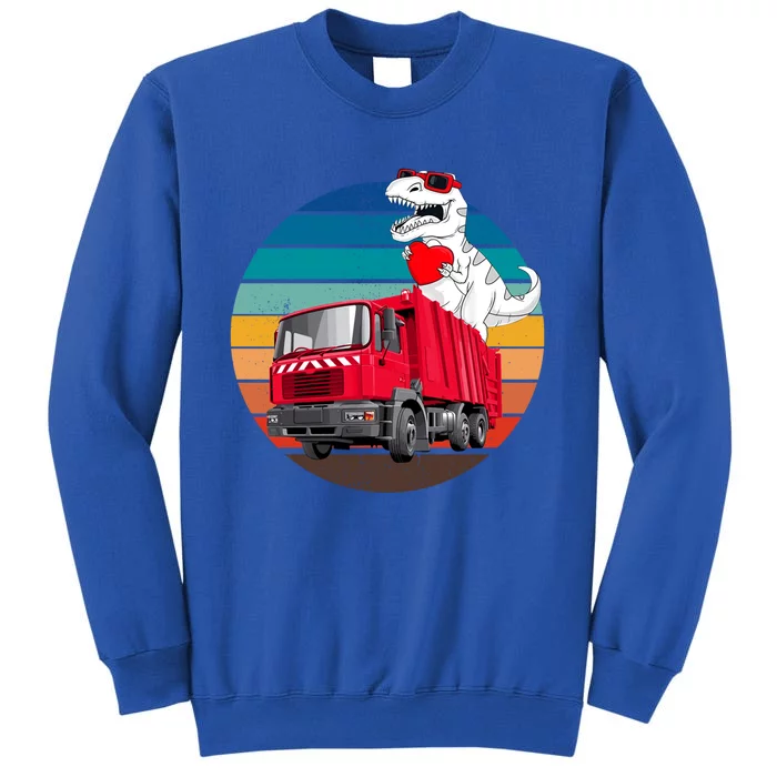 Retro Monster Garbage Truck Dinosaur Tgreat Giftrex Vintage Sunset Gift Sweatshirt