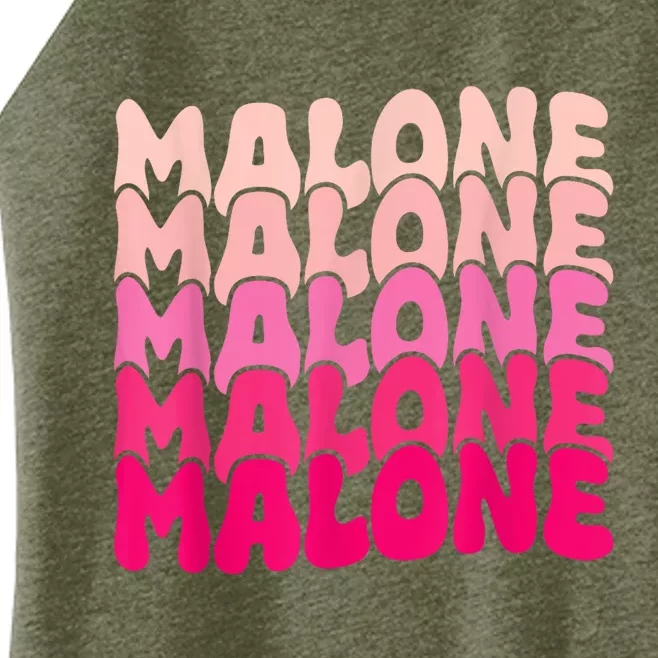 Retro Malone Girl First Name Boy Personalized Groovy 80S Women’s Perfect Tri Rocker Tank