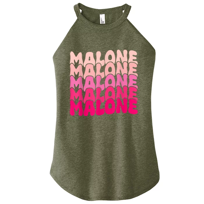 Retro Malone Girl First Name Boy Personalized Groovy 80S Women’s Perfect Tri Rocker Tank