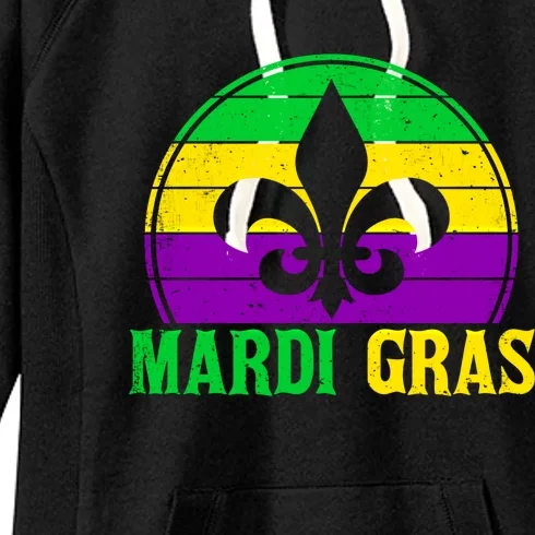 Retro Mardi Gras Fleur De Lys Carnival New Orleans Nola Gift Women's Fleece Hoodie