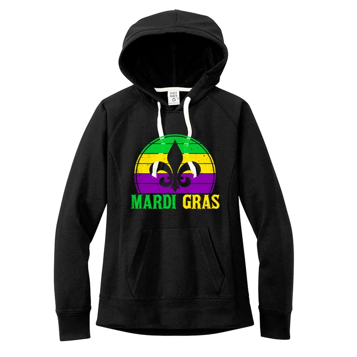 Retro Mardi Gras Fleur De Lys Carnival New Orleans Nola Gift Women's Fleece Hoodie