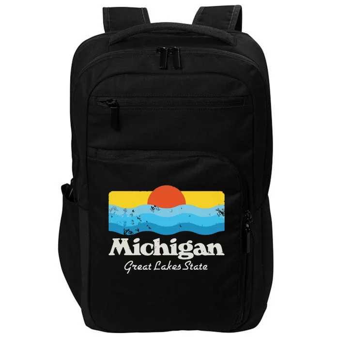 Retro Michigan Great Lakes State Impact Tech Backpack