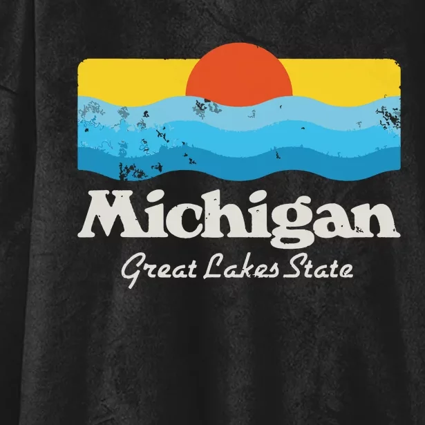 Retro Michigan Great Lakes State Hooded Wearable Blanket