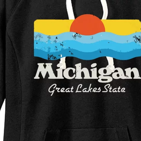 Retro Michigan Great Lakes State Women's Fleece Hoodie