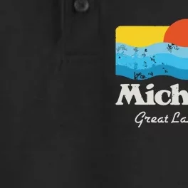 Retro Michigan Great Lakes State Dry Zone Grid Performance Polo