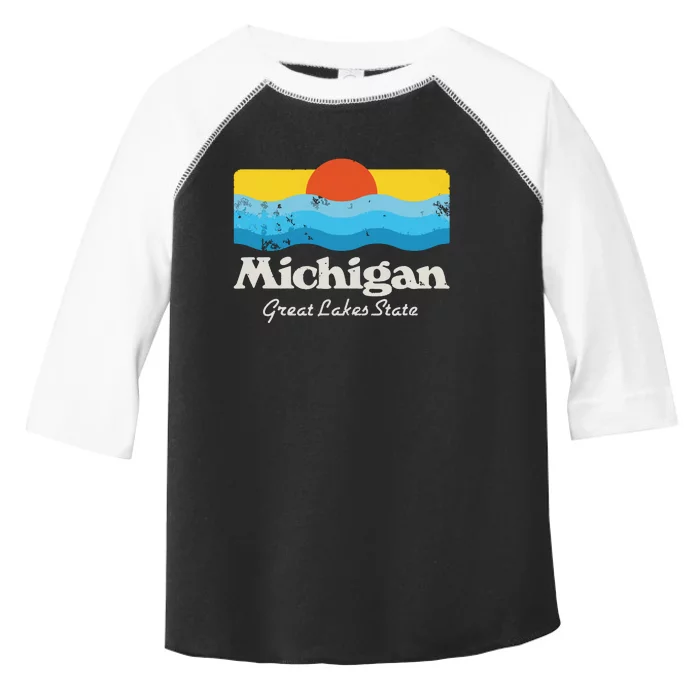 Retro Michigan Great Lakes State Toddler Fine Jersey T-Shirt