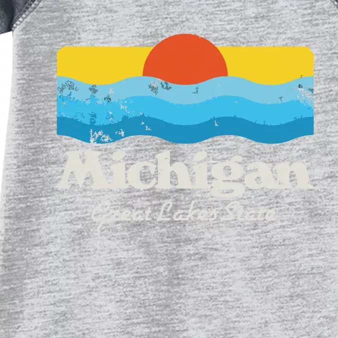 Retro Michigan Great Lakes State Infant Baby Jersey Bodysuit